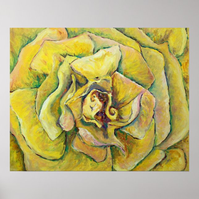 Yellow Rose Painting Flower Art Print Poster (Front)