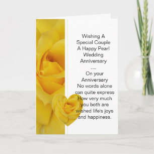 Yellow Rose Personalised 30th Wedding Anniversary Card