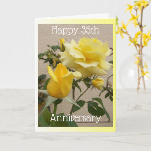 Yellow Rose Personalised 35th Wedding Anniversary Card