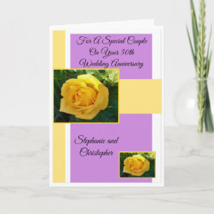 Yellow Rose Personalised 50th Wedding Anniversary Card