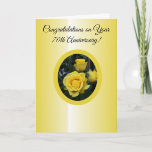 Yellow Rose Personalised 70th Wedding Anniversary Card