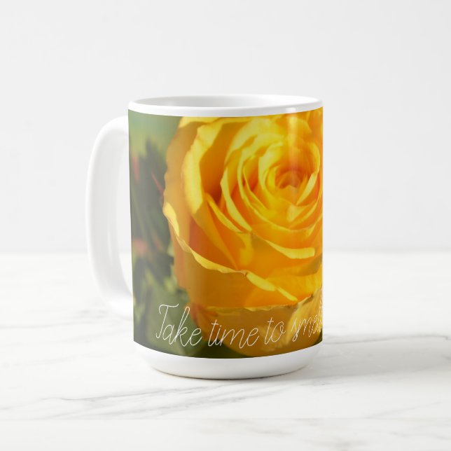 Yellow Rose Personalised Coffee Mug (Front Left)