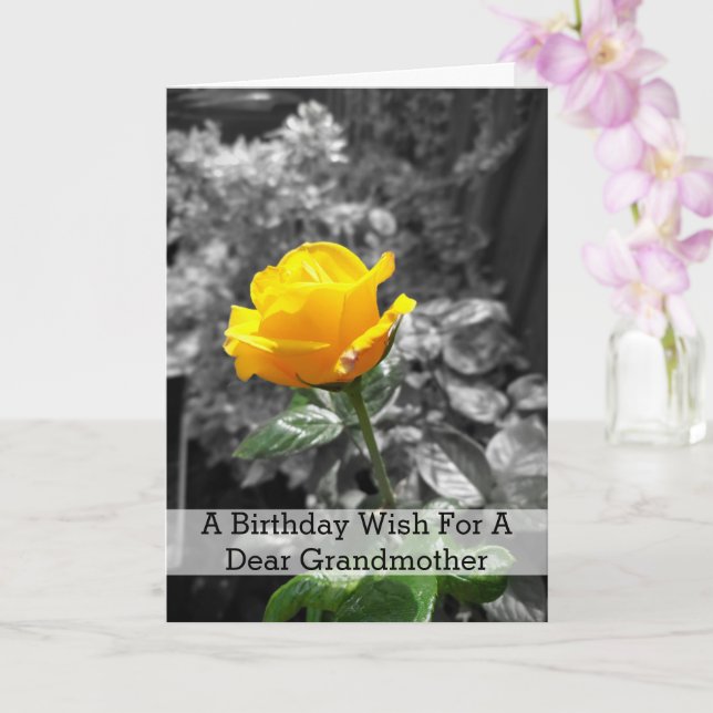 Yellow Rose Personalised Grandmother Birthday Card (Orchid)