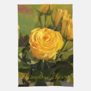 Yellow Rose Personalised Tea Towel