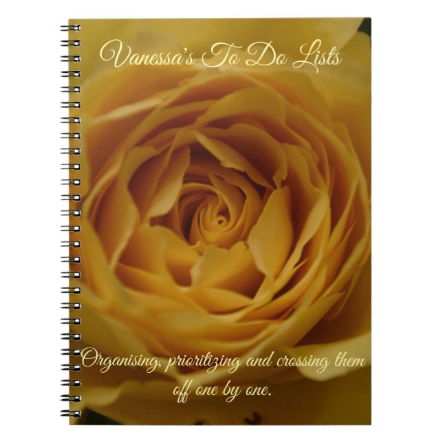 Yellow Rose Personalizable Name + Message Notebook (Front)