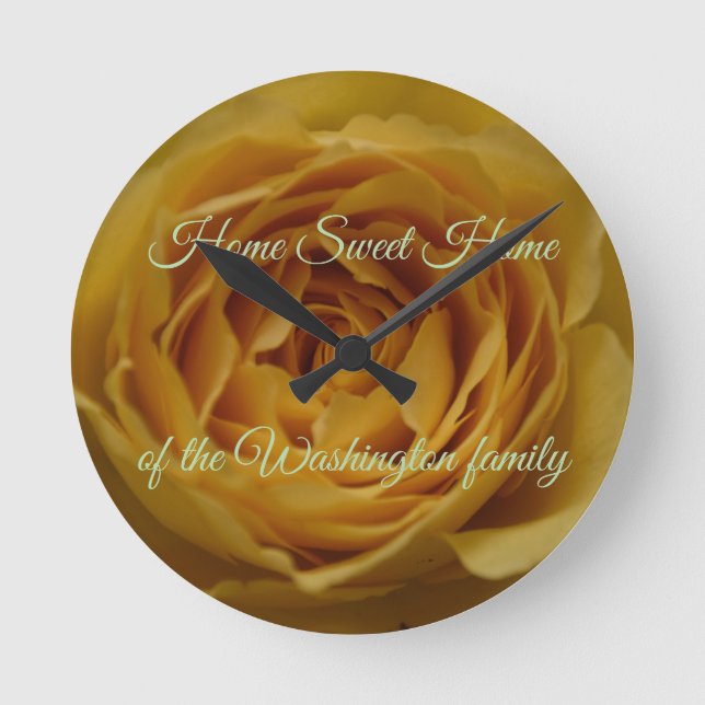 Yellow Rose Personalizable Wall Clock (Front)