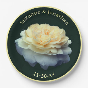 Yellow Rose Personalized Wedding Bridal Paper Plate