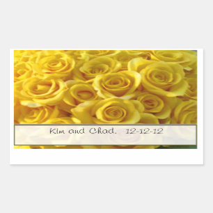 YELLOW ROSE PERSONALIZED WEDDING STICKERS