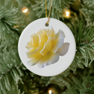 Yellow rose petals ceramic tree decoration