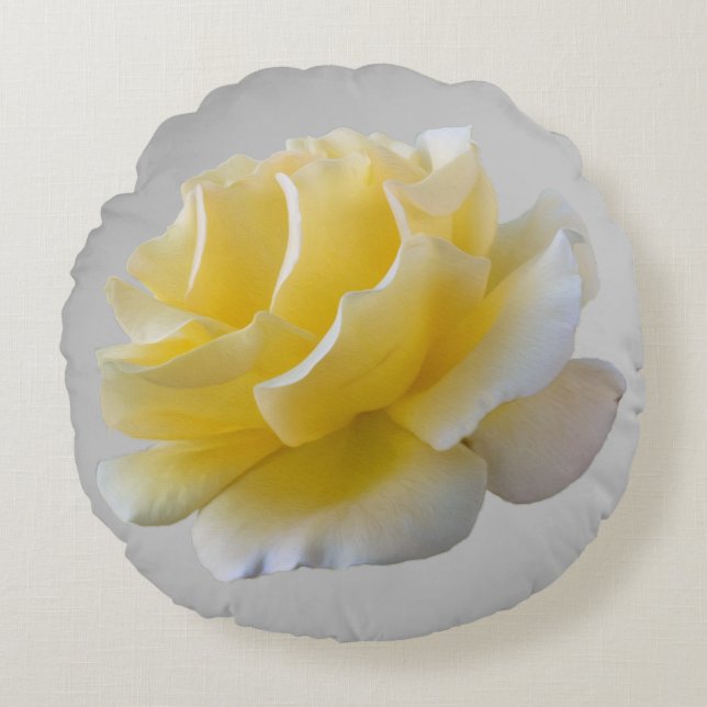 Yellow rose petals round cushion (Front)