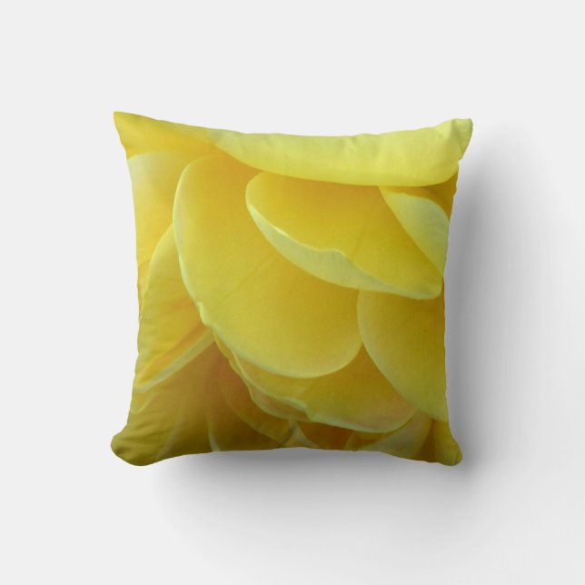 Yellow Rose Petals Throw Pillow (Front)