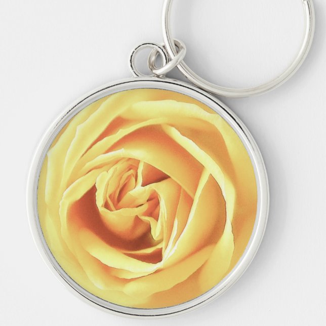 Yellow rose print key ring (Front)