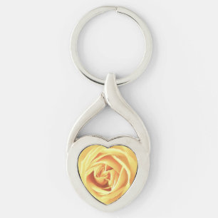 Yellow rose print key ring