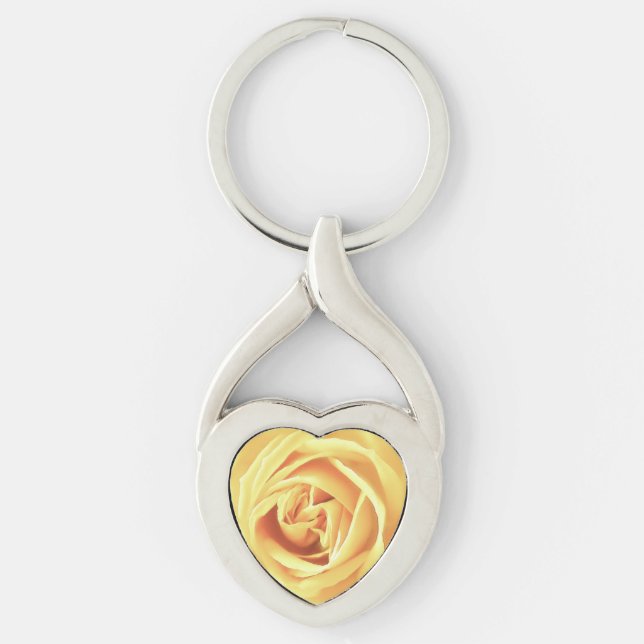 Yellow rose print key ring (Front)