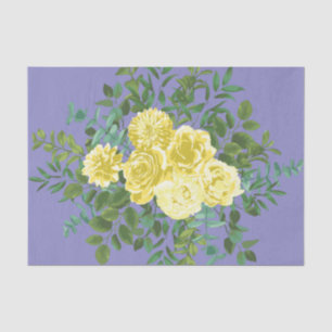 Yellow Rose & Purple Periwinkle Wedding Tissue Paper