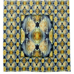 Yellow Rose Raindrops Floral Abstract Shower Curtain