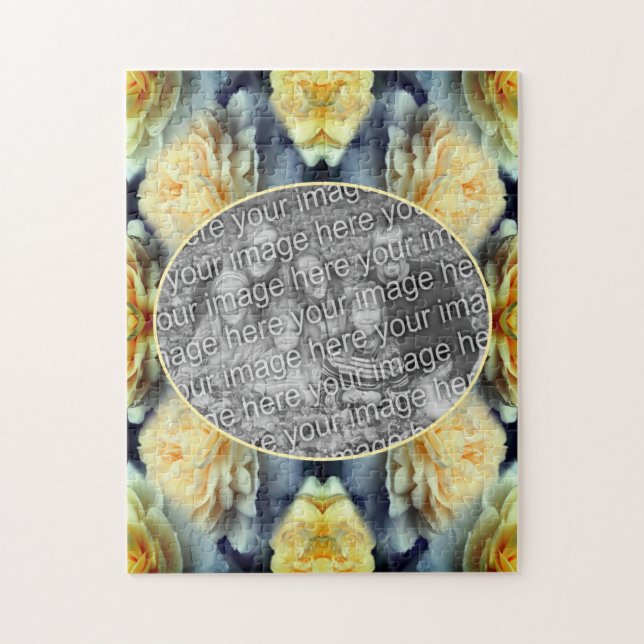 Yellow Rose Raindrops Frame Add Your Own Photo Jigsaw Puzzle (Vertical)