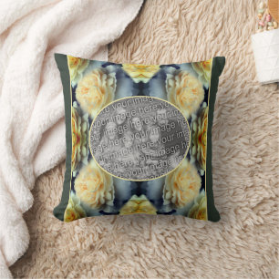 Yellow Rose Raindrops Frame Create Your Own Photo Cushion