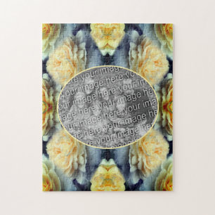 Yellow Rose Raindrops Frame Create Your Own Photo Jigsaw Puzzle