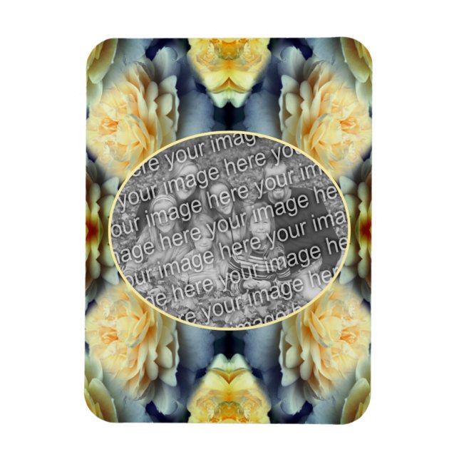 Yellow Rose Raindrops Frame Create Your Own Photo Magnet (Vertical)