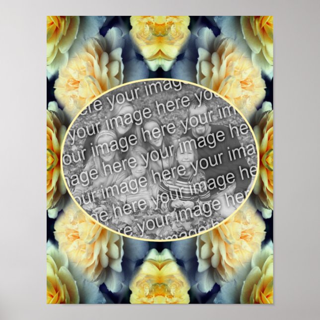 Yellow Rose Raindrops Frame Create Your Own Photo Poster (Front)