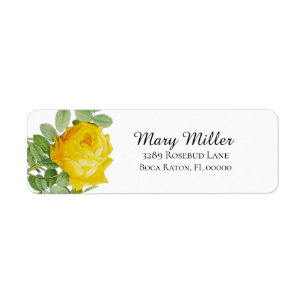 Yellow Rose Return Address Label