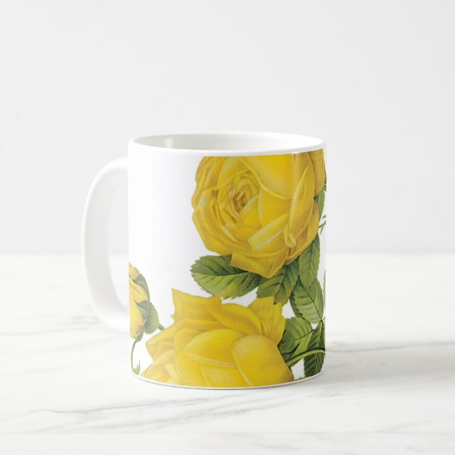 yellow rose(Rosa sulfurea) by Redouté Coffee Mug (Front Left)