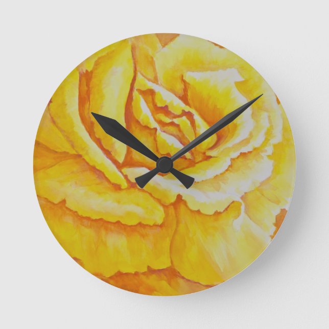 Yellow Rose Round Clock (Front)