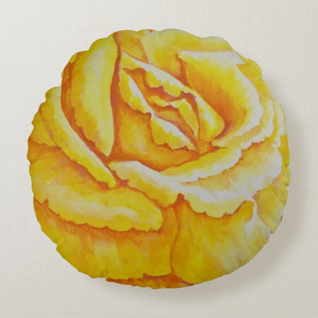 Yellow Rose Round Cushion (Front)
