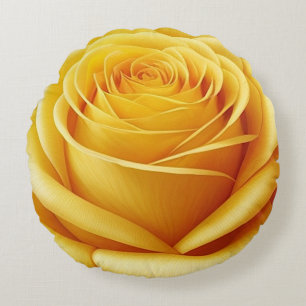 Yellow Rose Round Pillow