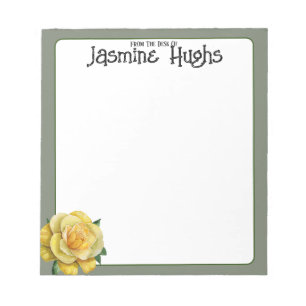 Yellow Rose Sage Personalised Desk  Notepad