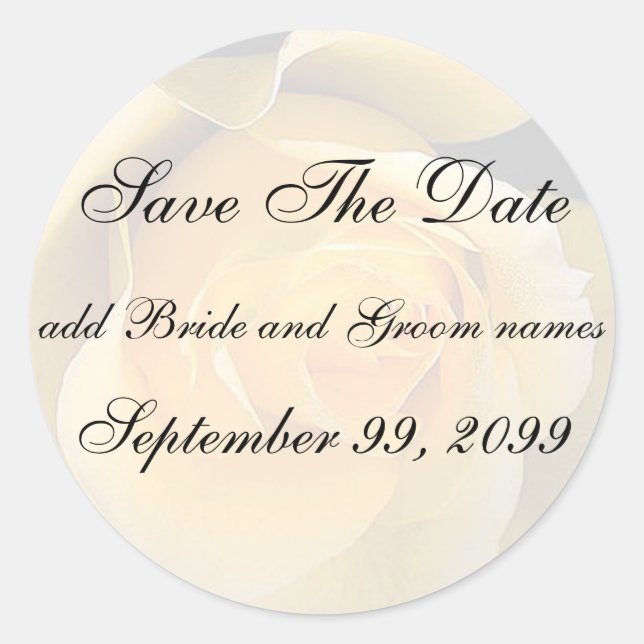Yellow Rose Save The Date Reminder Stickers (Front)