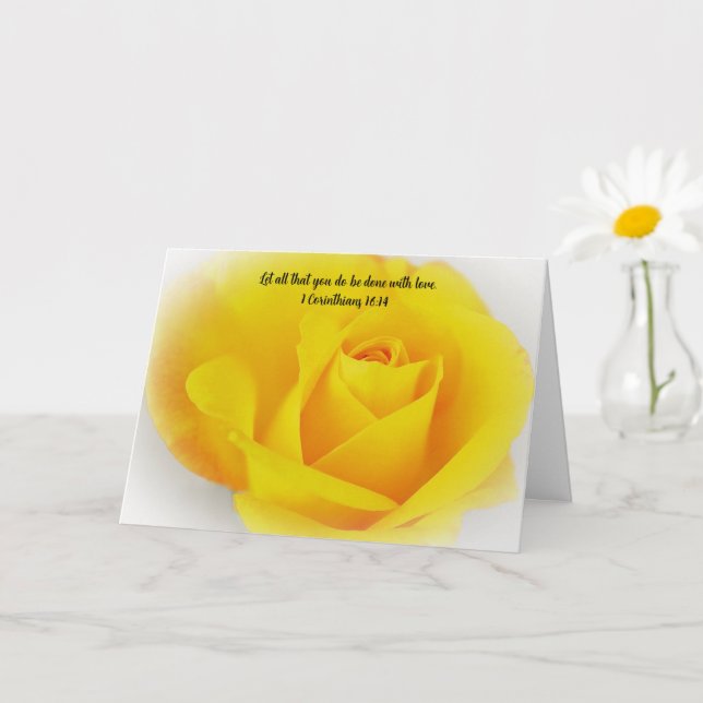 Yellow Rose Sending Love Bible Verse Care Card (Small Plant)