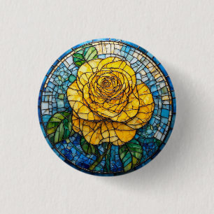 🌻 Yellow Rose Stained Glass Button Floral Gift 🌻