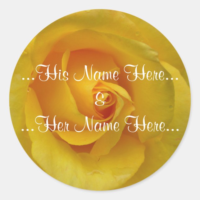 Yellow Rose Sticker Romantic Rose Wedding Sticker (Front)