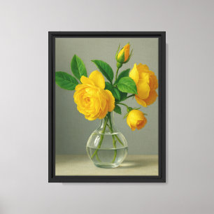 Yellow Rose Still Life Canvas Wall Art Print
