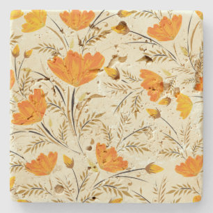 Yellow rose stone coaster