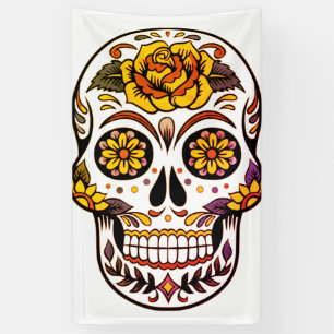 Yellow Rose Sugar Skull Banner