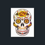 Yellow Rose Sugar Skull Canvas Print<br><div class="desc">Floral accented sugar skull make great design for Day of the Dead event</div>