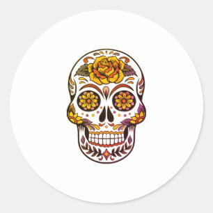 Yellow Rose Sugar Skull Classic Round Sticker