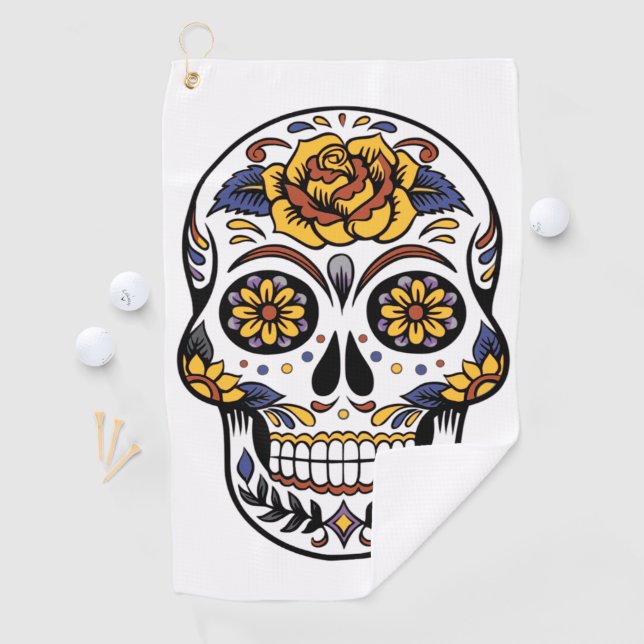 Yellow Rose Sugar Skull Golf Towel (InSitu)