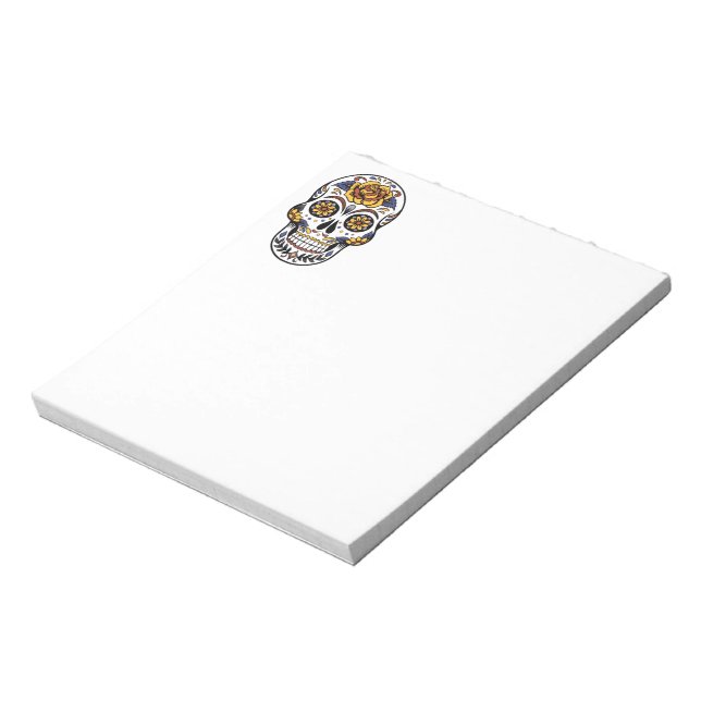 Yellow Rose Sugar Skull Notepad (Rotated)