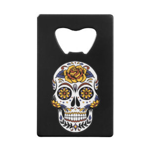 Yellow Rose Sugar Skull on Black