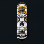 Yellow Rose Sugar Skull on Black Skateboard<br><div class="desc">Floral accented sugar skull make great design for Day of the Dead event</div>