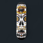 Yellow Rose Sugar Skull on Black Skateboard<br><div class="desc">Floral accented sugar skull make great design for Day of the Dead event</div>