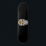 Yellow Rose Sugar Skull on Black Skateboard<br><div class="desc">Floral accented sugar skull make great design for Day of the Dead event</div>