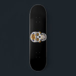 Yellow Rose Sugar Skull on Black Skateboard<br><div class="desc">Floral accented sugar skull make great design for Day of the Dead event</div>