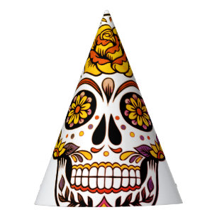 Yellow Rose Sugar Skull Party Hat