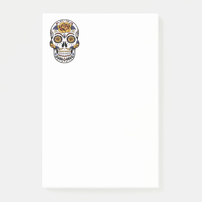 Yellow Rose Sugar Skull Post-it Notes (Front)