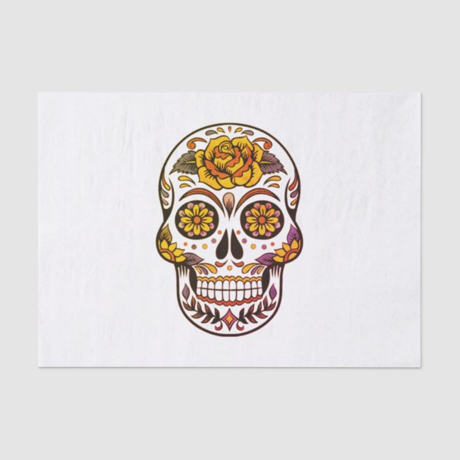 Yellow Rose Sugar Skull Tissue Paper (Front)